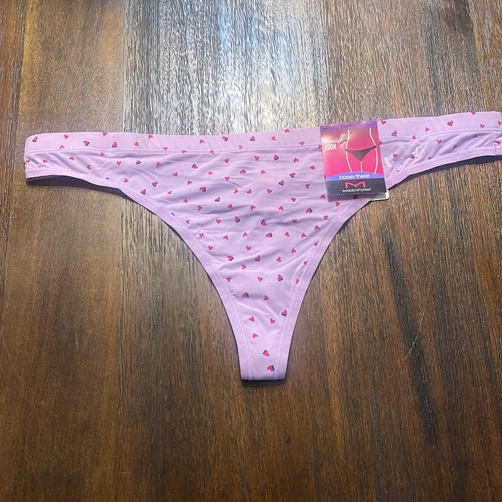 NWT  Maidenform Thong Panty Purple Red Hearts Whimsical Girly Flirty Sissy 2X